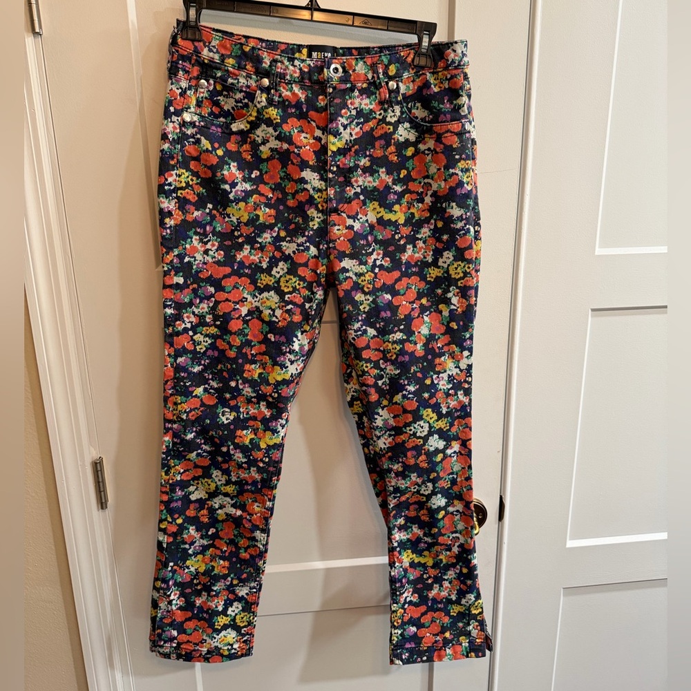 Anthropologie Multicolor Floral Flare Jeans